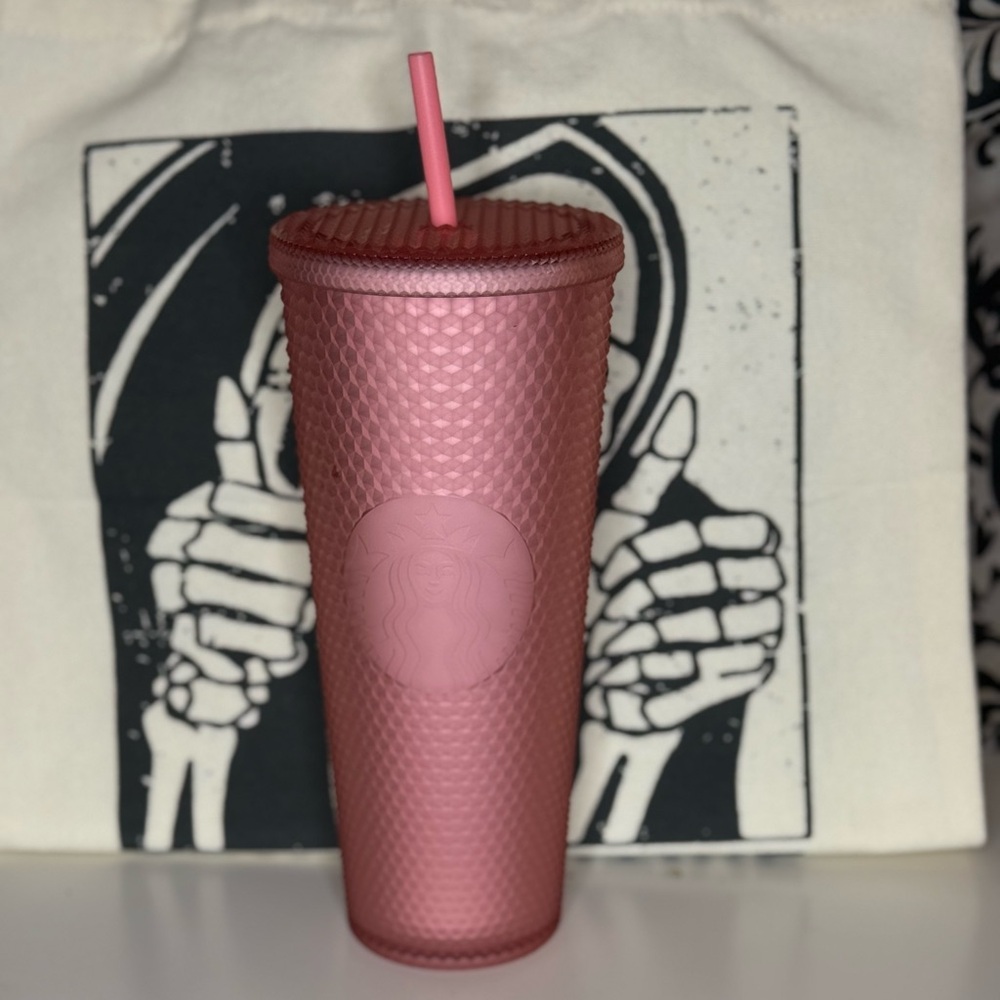 Starbucks Textured Pink Tumbler with Straw